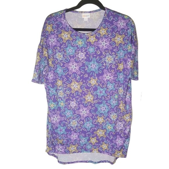 LuLaRoe Irma tunic mid sleeve geometric purple polyester blend size xs new READ - Picture 1 of 9